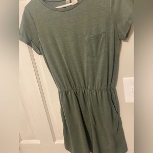 Green T-Shirt Dress with Pockets